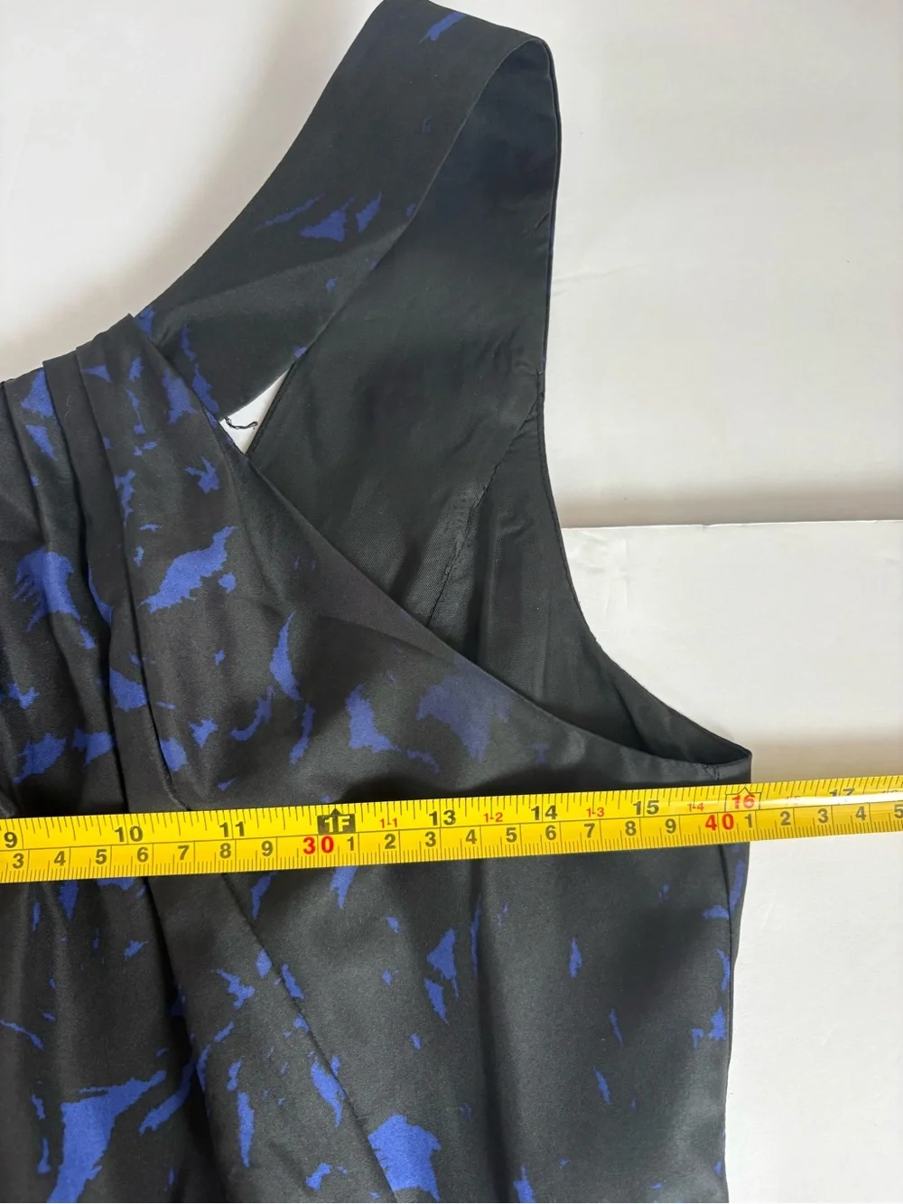 J. Crew 100% silk black and blue sleeveless dress featuring gathered halter neck